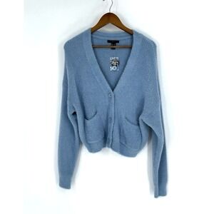 New Forever 21 XL Cardigan Button Up‎ Baby Blue Soft Chenille Relaxed Fit